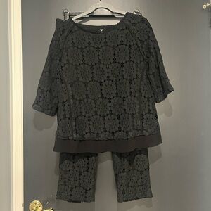 Octavia Black Lace Pants and Shirt Set size xl